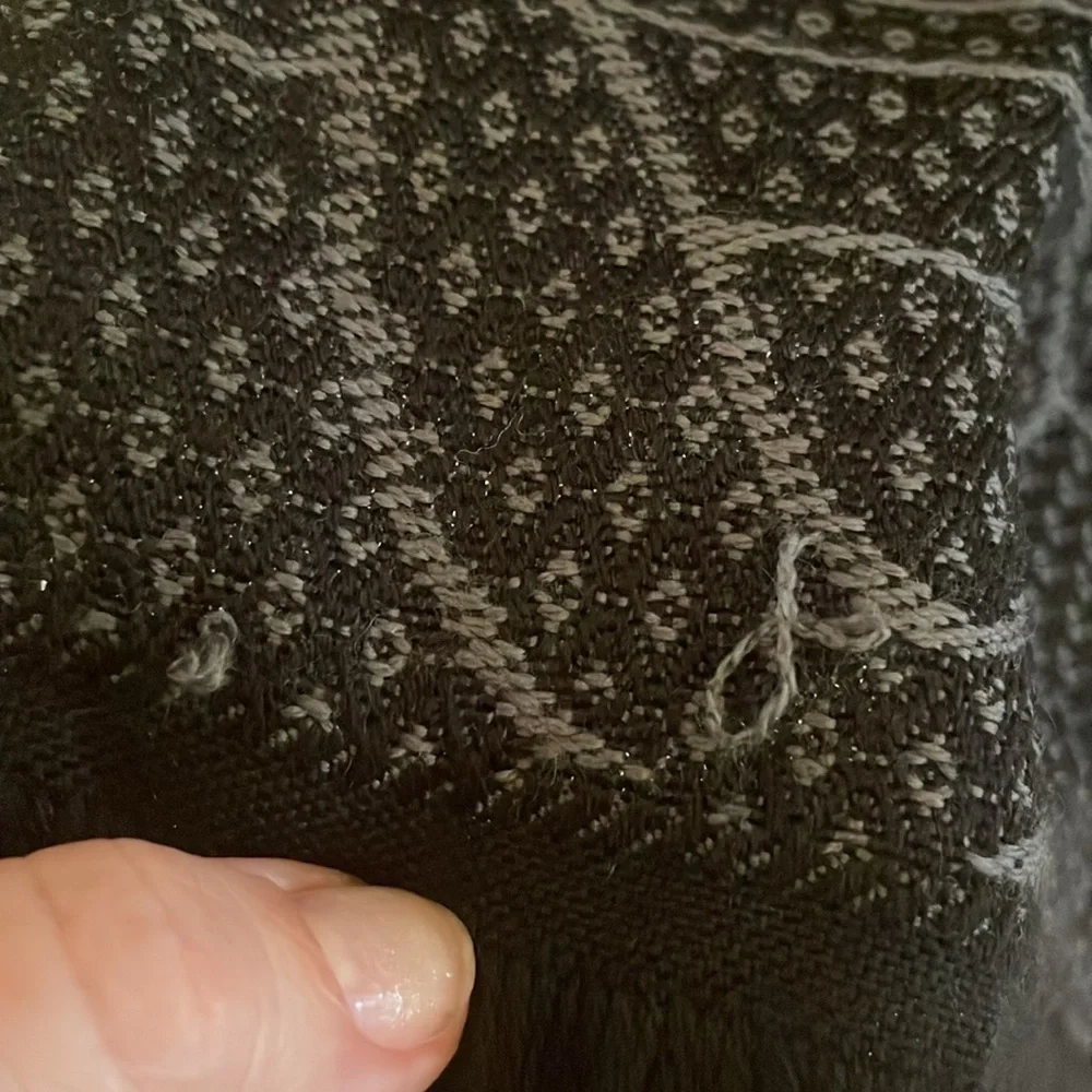 Versace Black and Charcoal Gray Geographic Medusa Fringed Scarf